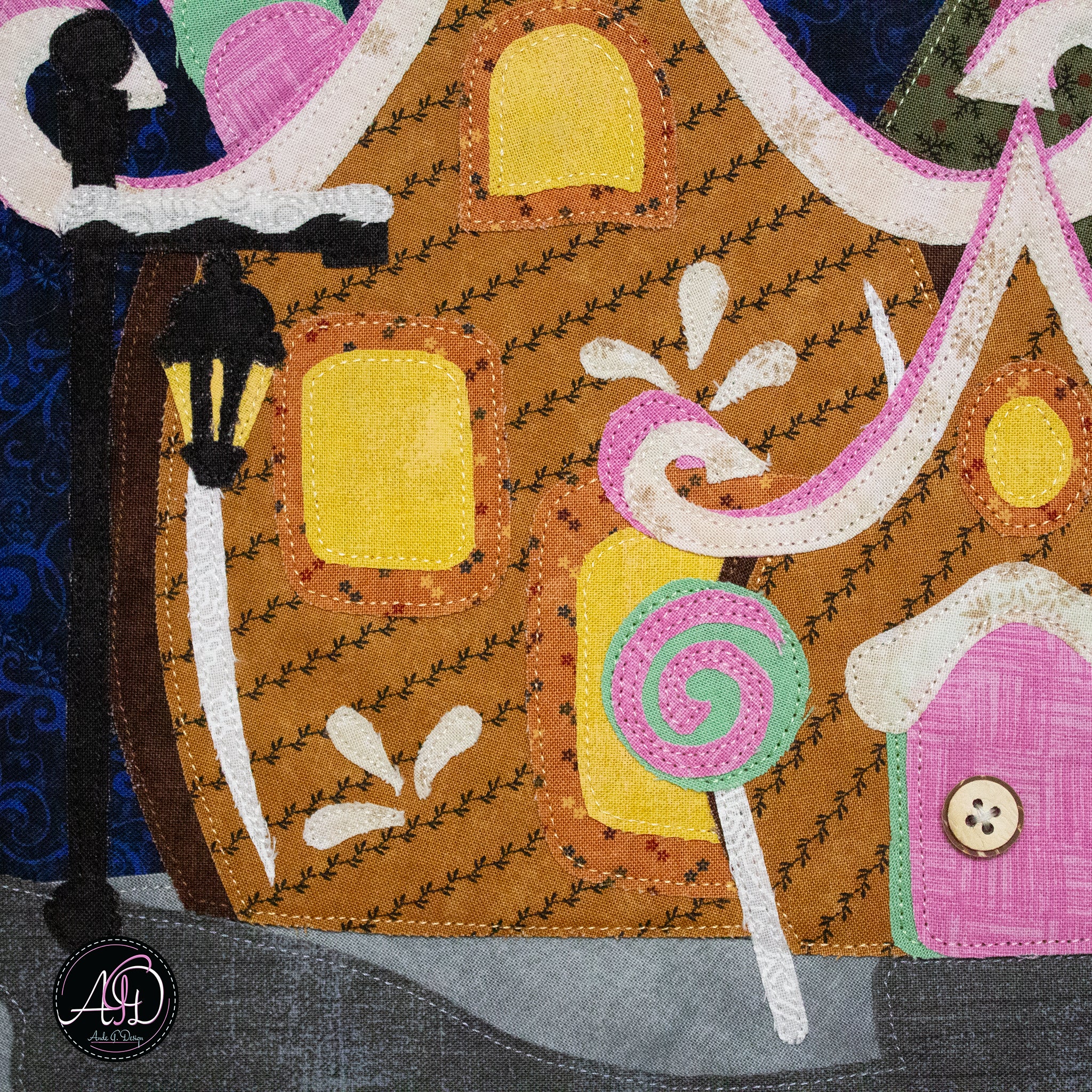Gingerbread House Christmas Applique Quilted Wall Hanging