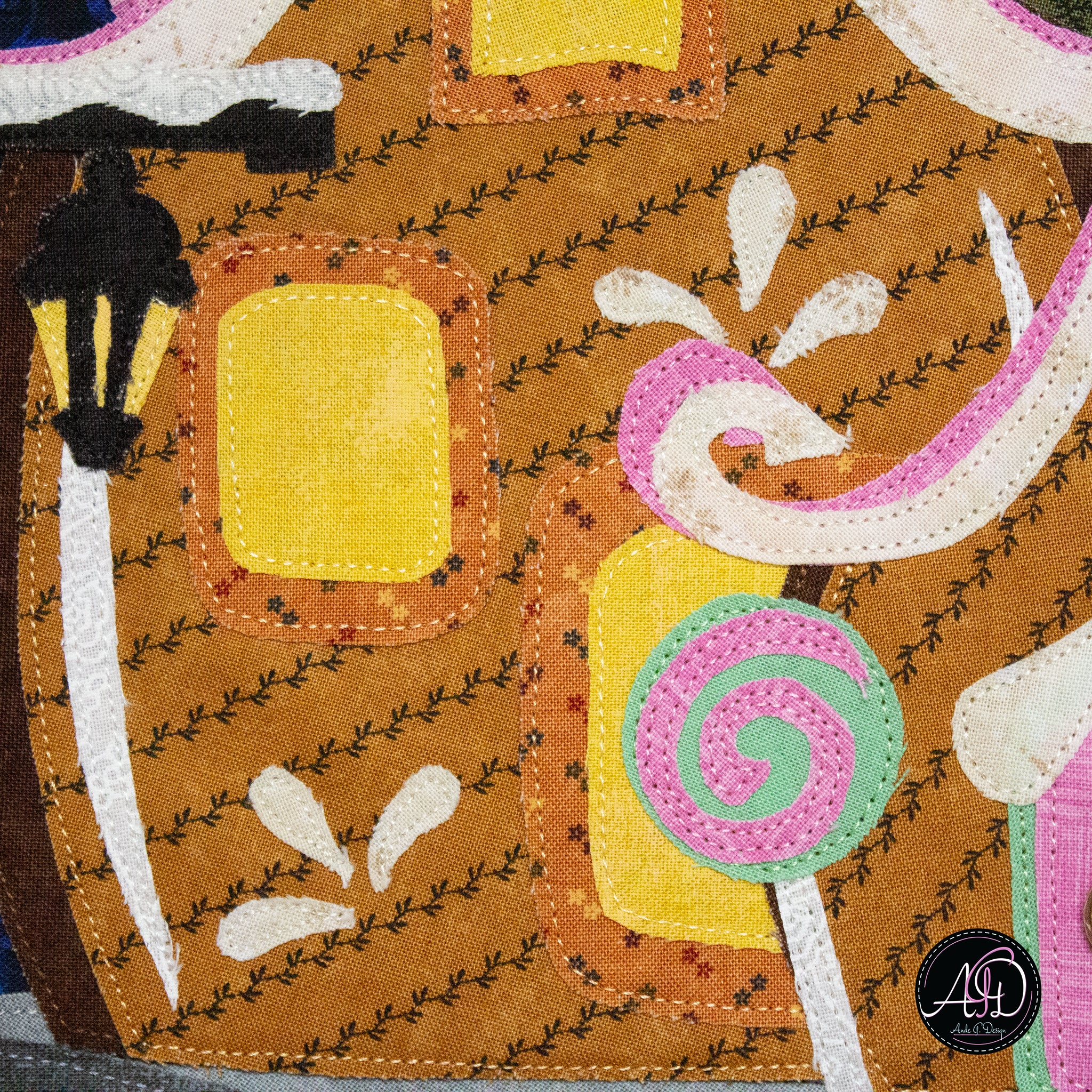 Gingerbread House Christmas Applique Quilted Wall Hanging