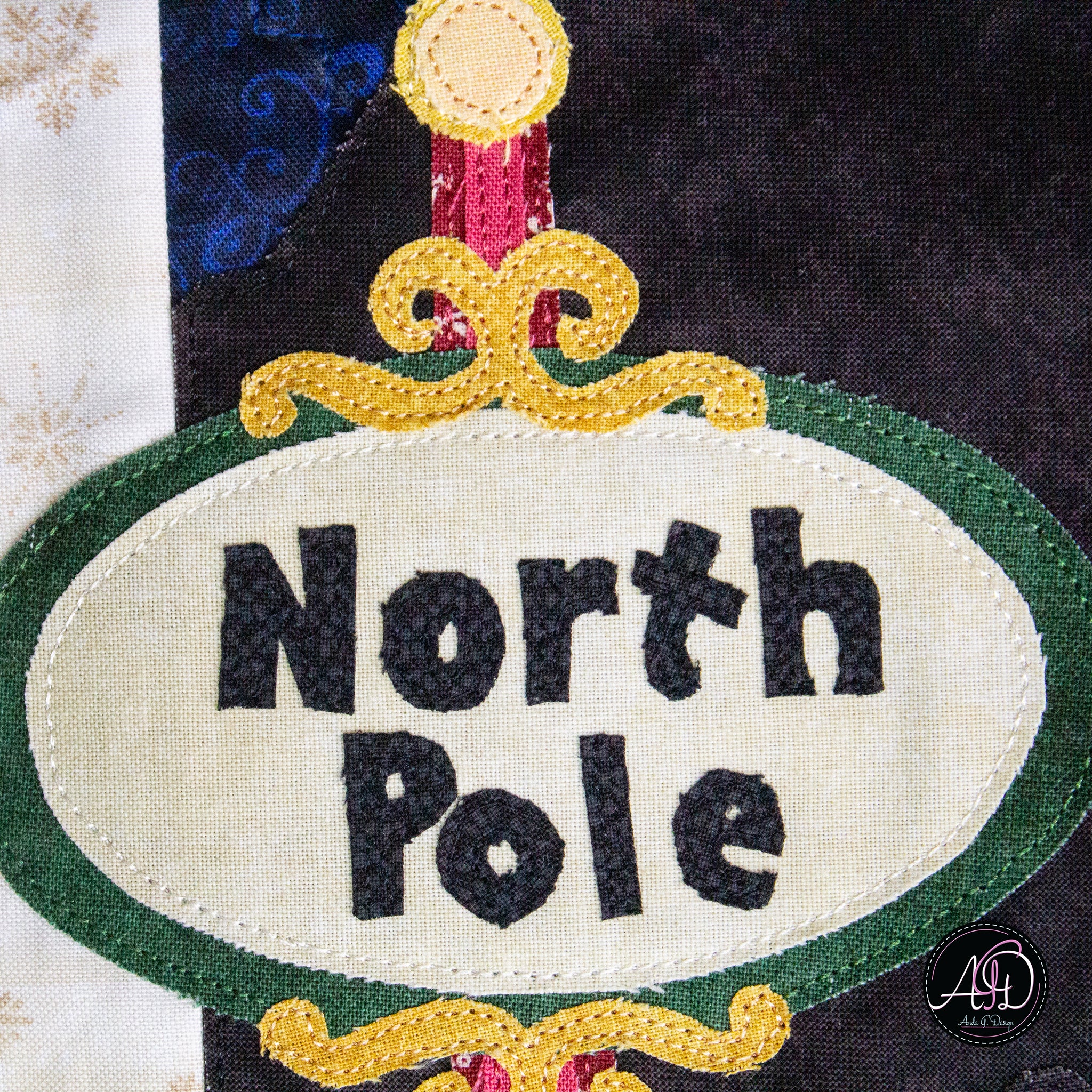 North Pole Penguin Christmas Applique Quilted Table Runner | Christmas Table Decor