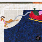 Santa's Sleigh & Reindeer Christmas Applique Quilted Table Runner | Christmas Table Decor
