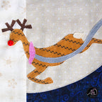 Santa's Sleigh & Reindeer Christmas Applique Quilted Table Runner | Christmas Table Decor