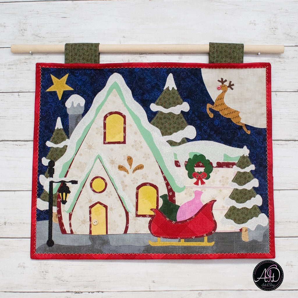 Santa's House Christmas Applique Quilted Wall Hanging