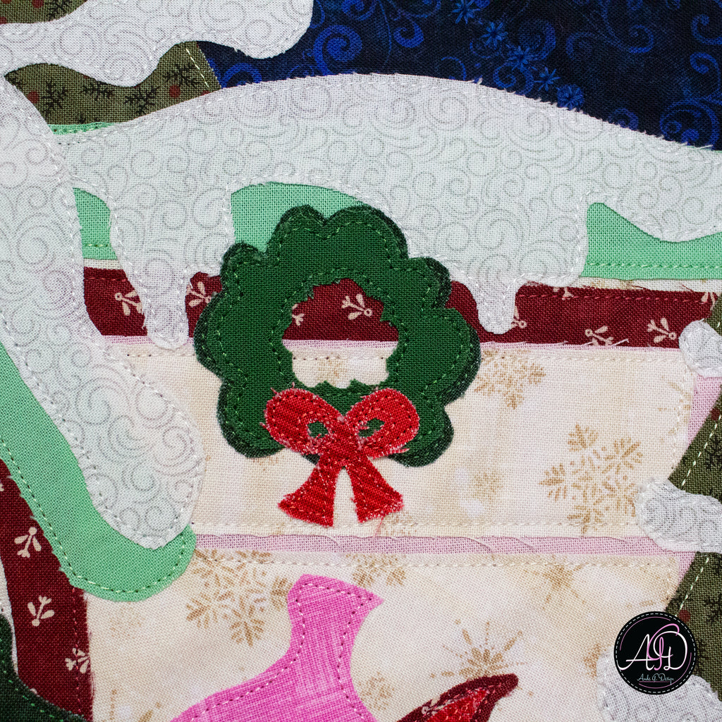 Santa's House Christmas Applique Quilted Wall Hanging