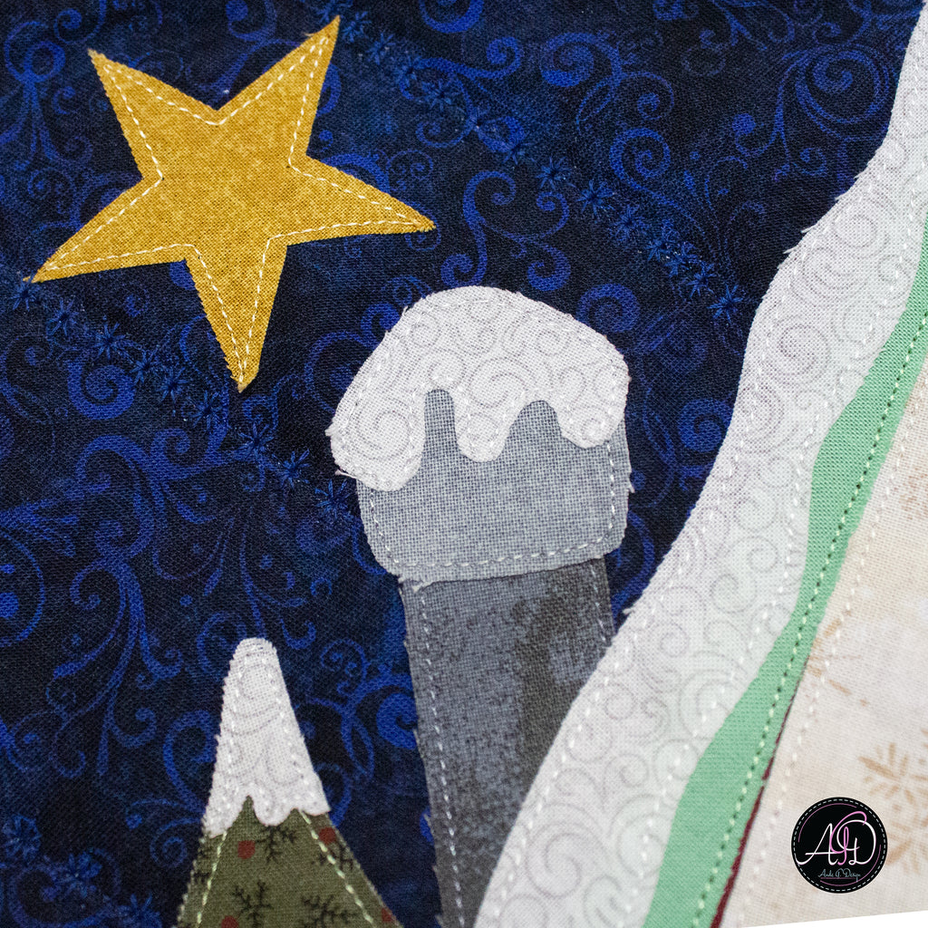 Santa's House Christmas Applique Quilted Wall Hanging