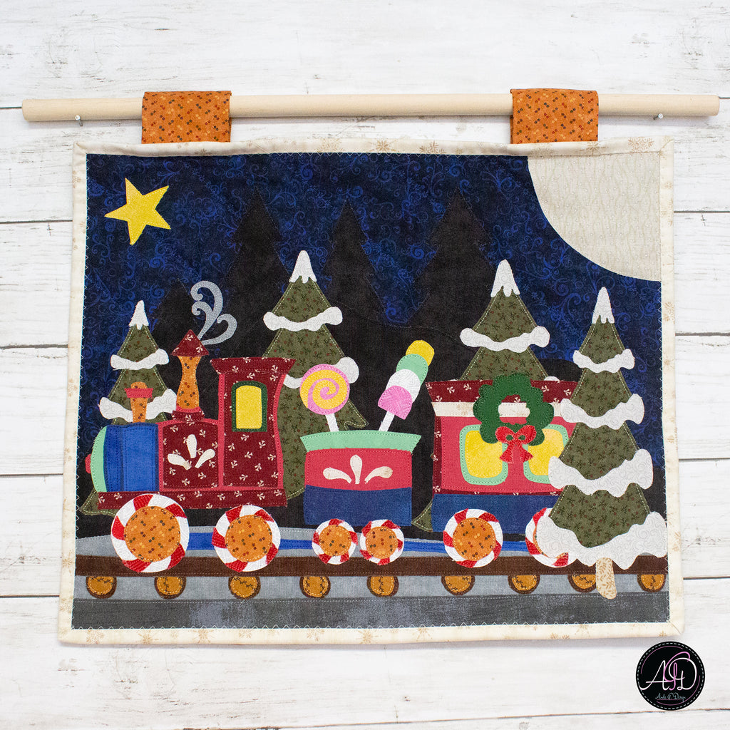 Christmas Train Applique Quilted Wall Hanging