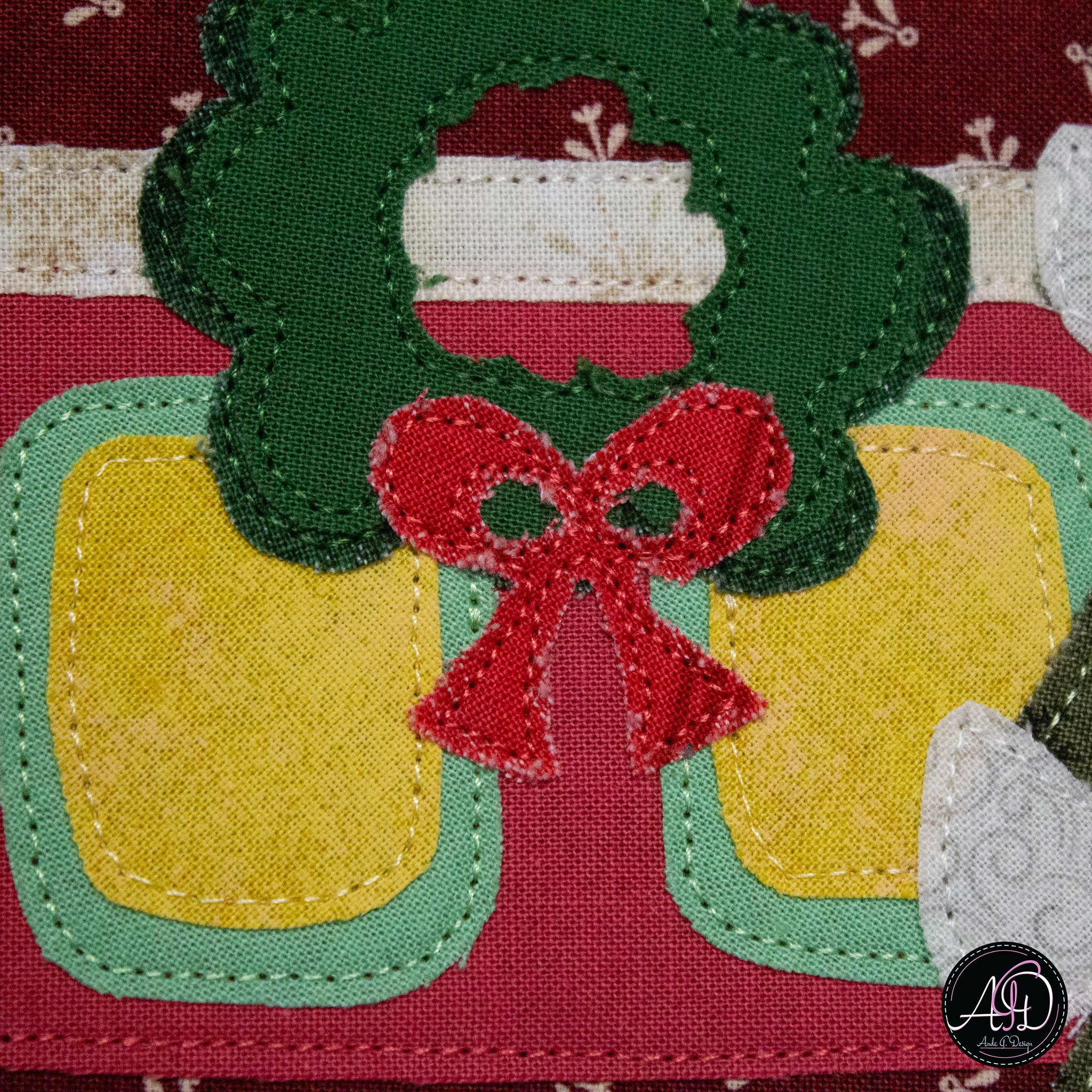 Christmas Train Applique Quilted Wall Hanging