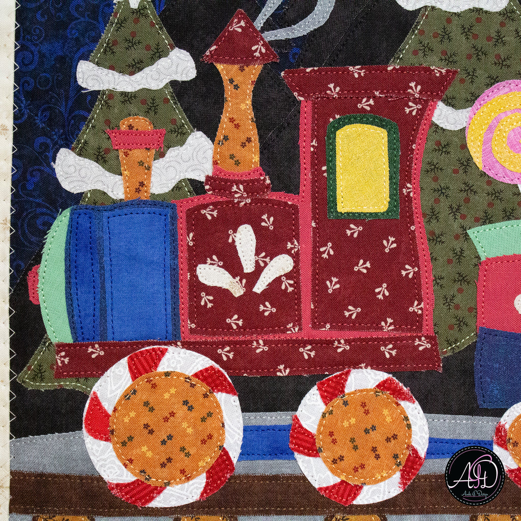 Christmas Train Applique Quilted Wall Hanging