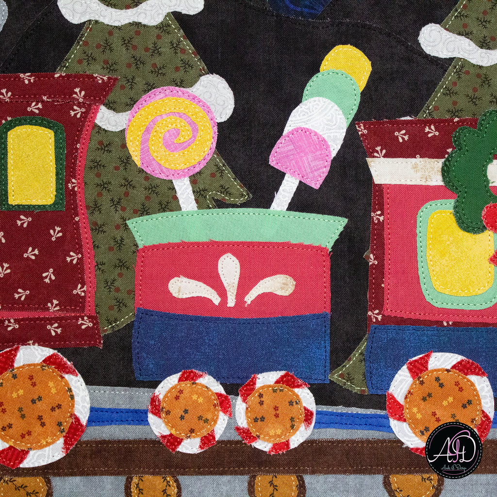Christmas Train Applique Quilted Wall Hanging