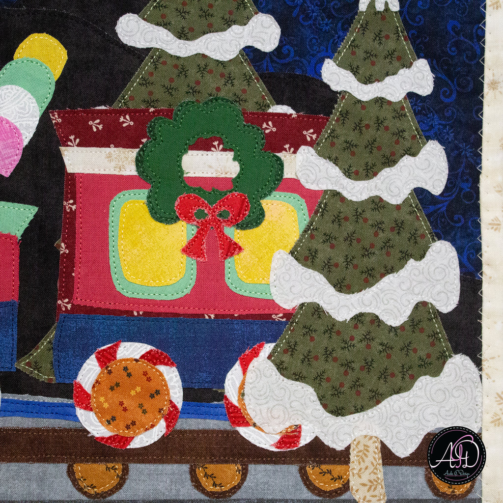 Christmas Train Applique Quilted Wall Hanging