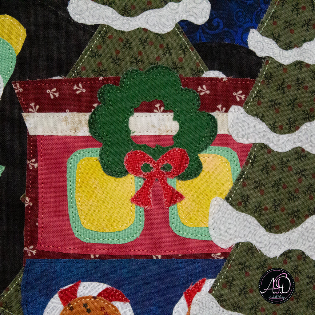 Christmas Train Applique Quilted Wall Hanging