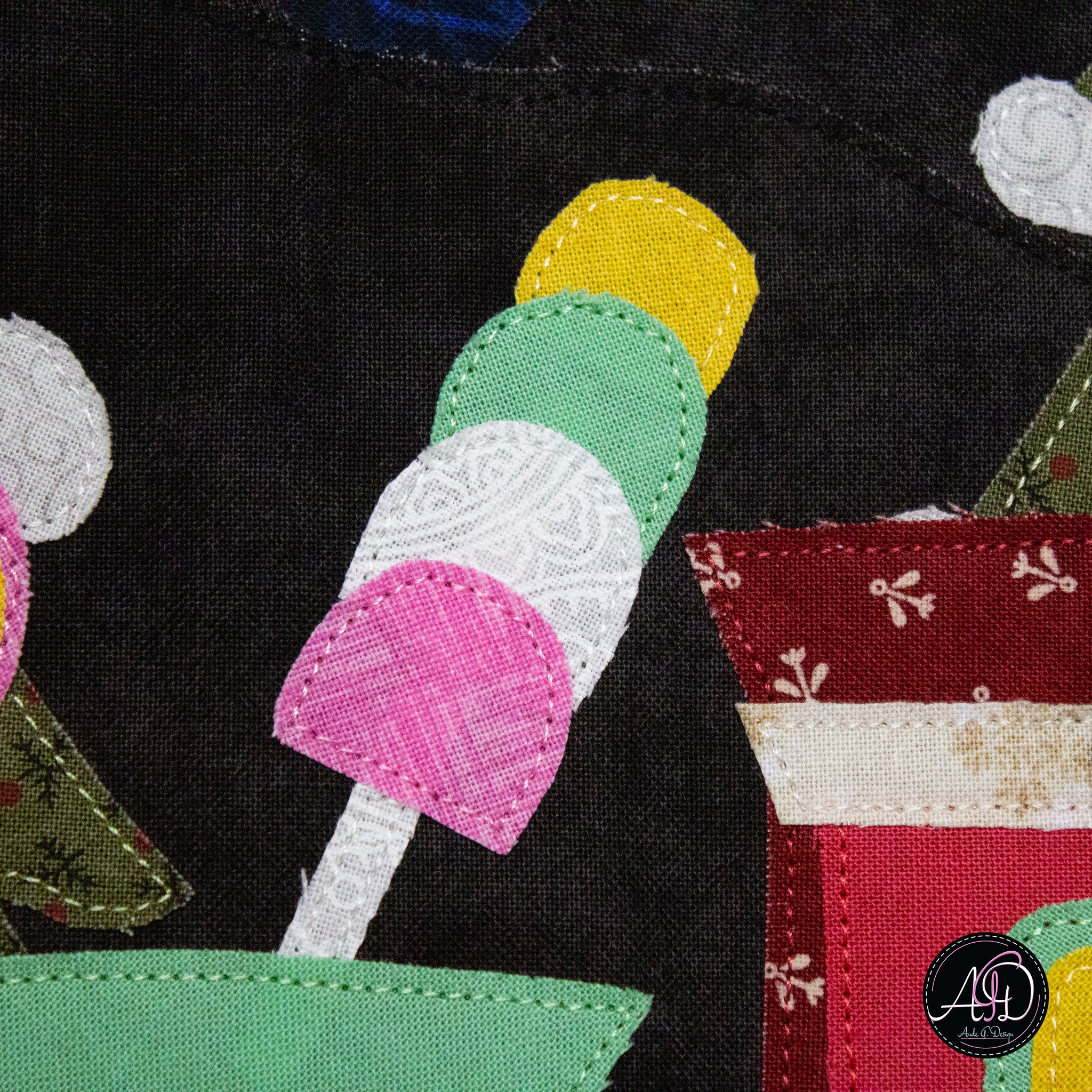 Christmas Train Applique Quilted Wall Hanging