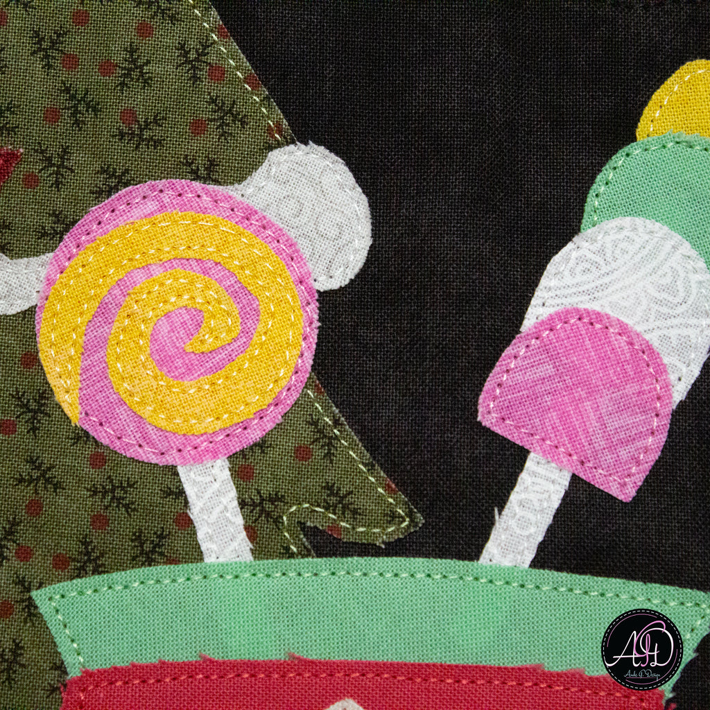 Christmas Train Applique Quilted Wall Hanging