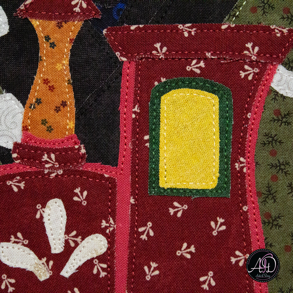 Christmas Train Applique Quilted Wall Hanging