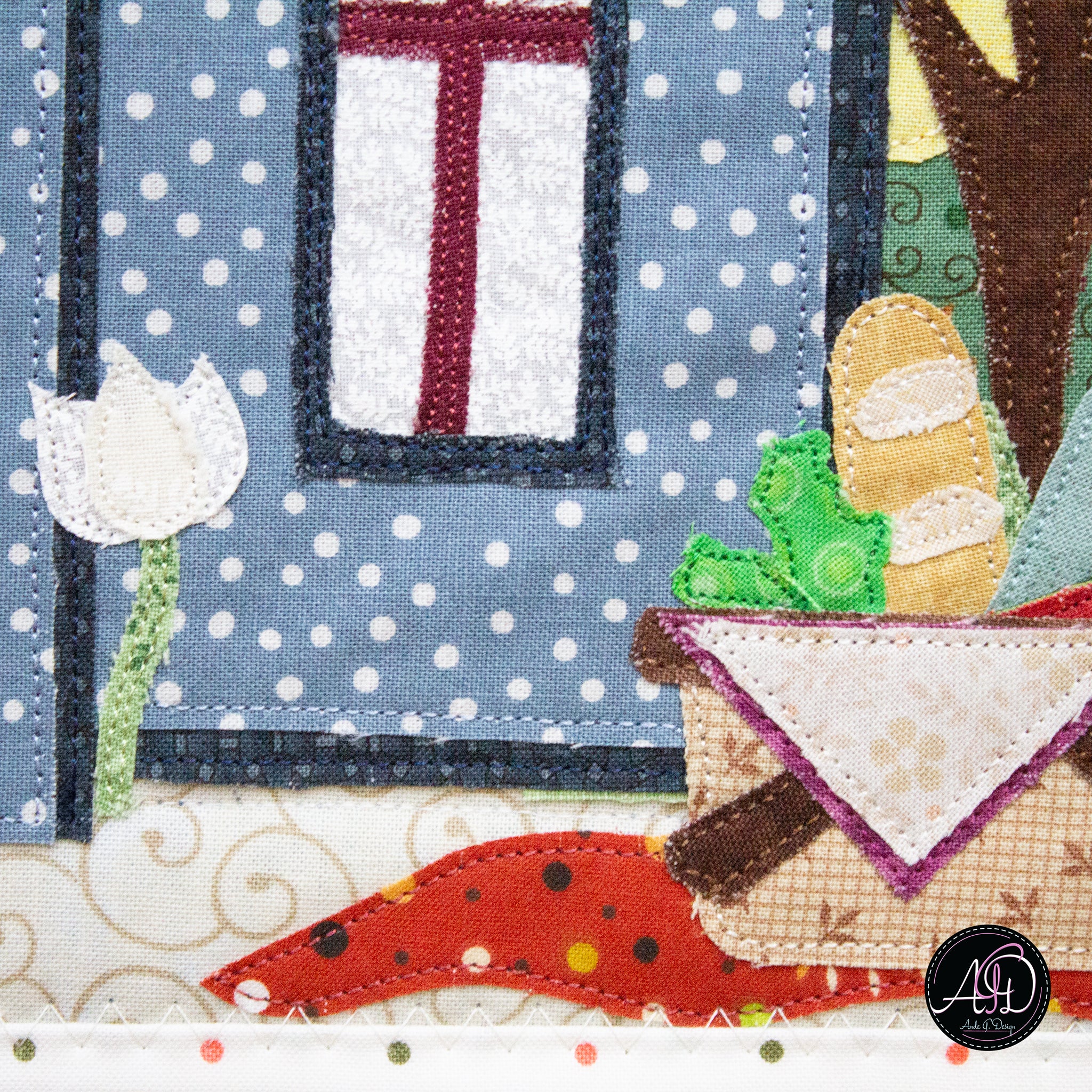 Blue Picnic House Spring Quilted Wall Hanging | Applique Wall Hanging