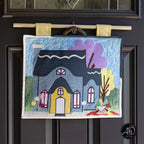 Blue Picnic House Spring Quilted Wall Hanging | Applique Wall Hanging