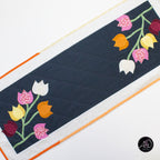 Blue Floral Applique Quilted Table Runner