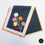 Blue Floral Applique Quilted Table Runner