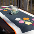 Blue Floral Applique Quilted Table Runner