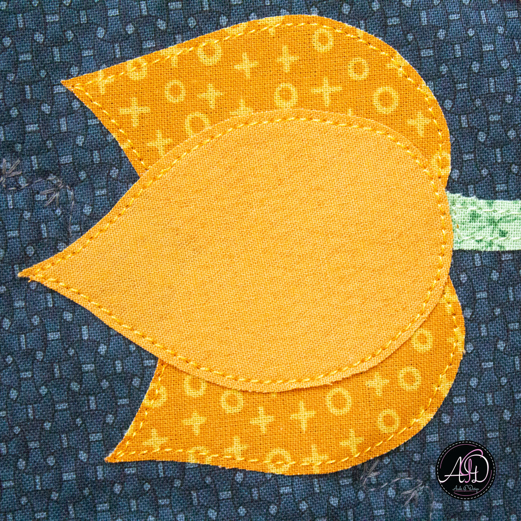 Blue Floral Applique Quilted Table Runner