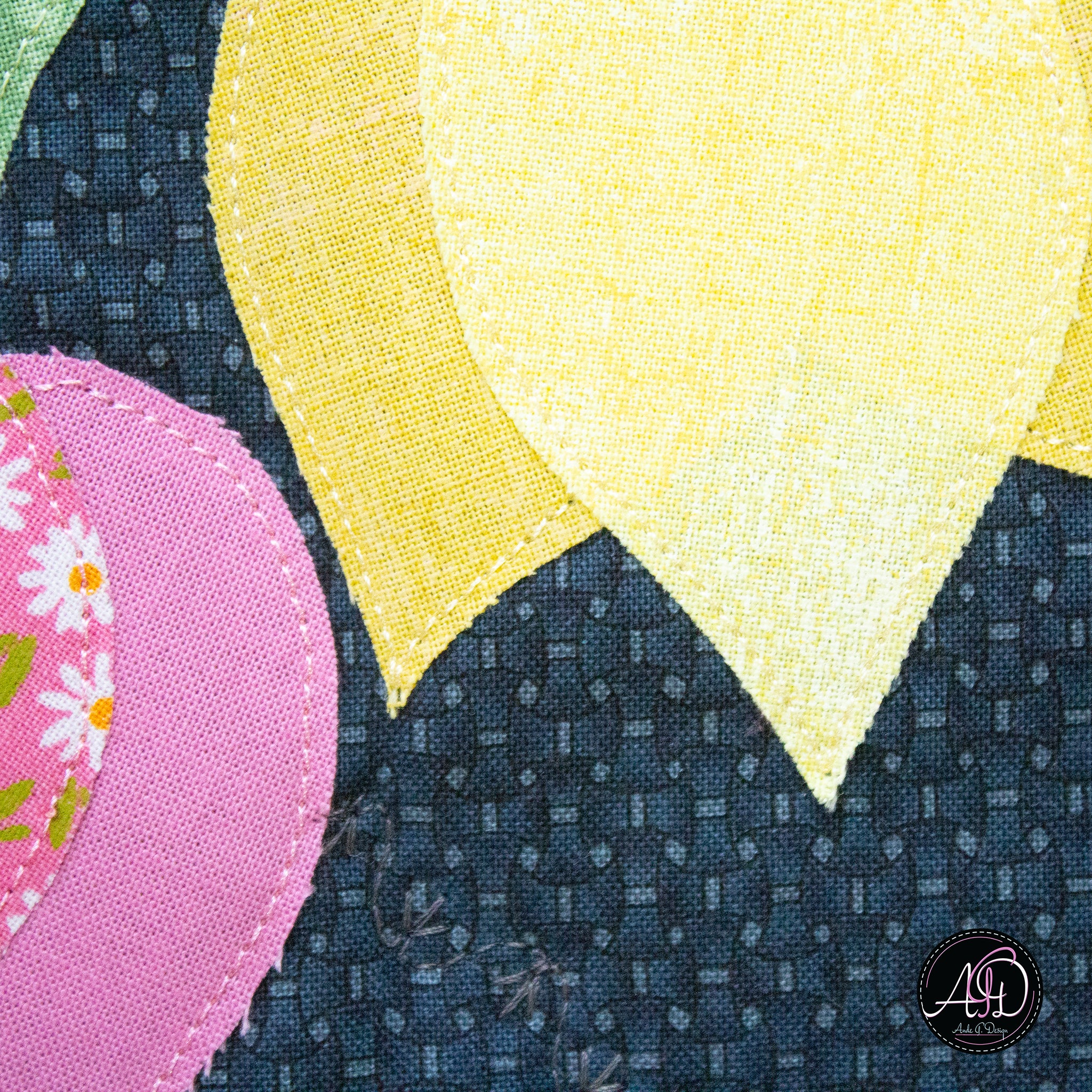 Blue Floral Applique Quilted Table Runner