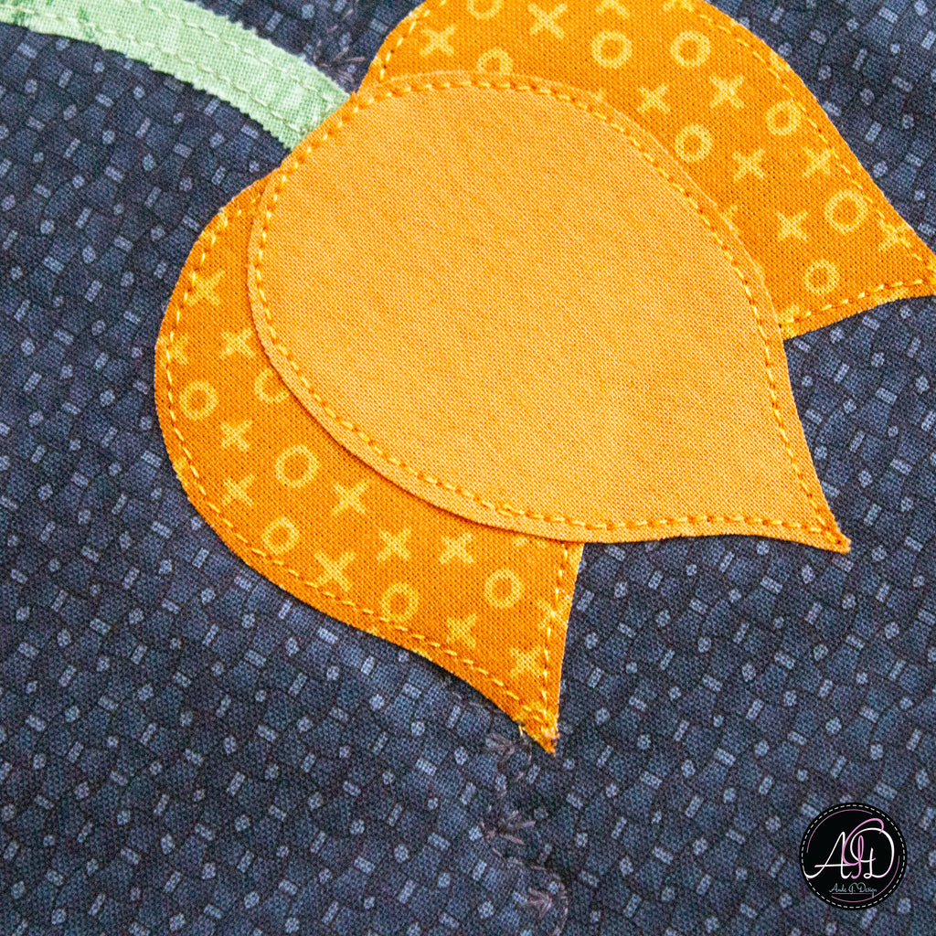Blue Floral Applique Quilted Table Runner