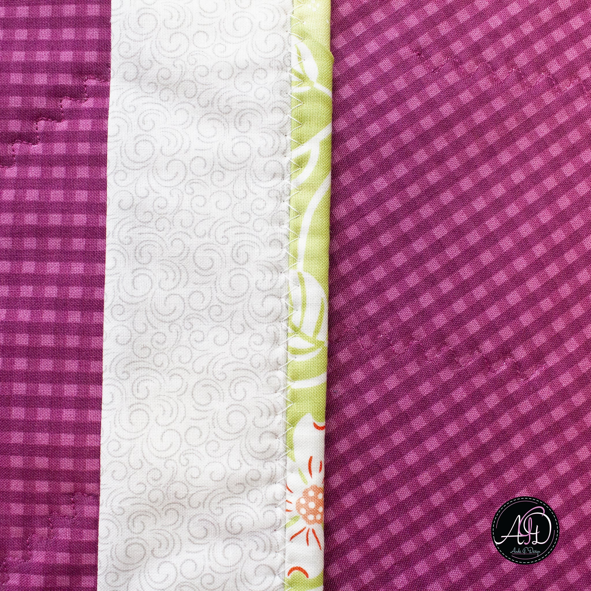 Purple Tulip Spring Quilted Applique Table Runner