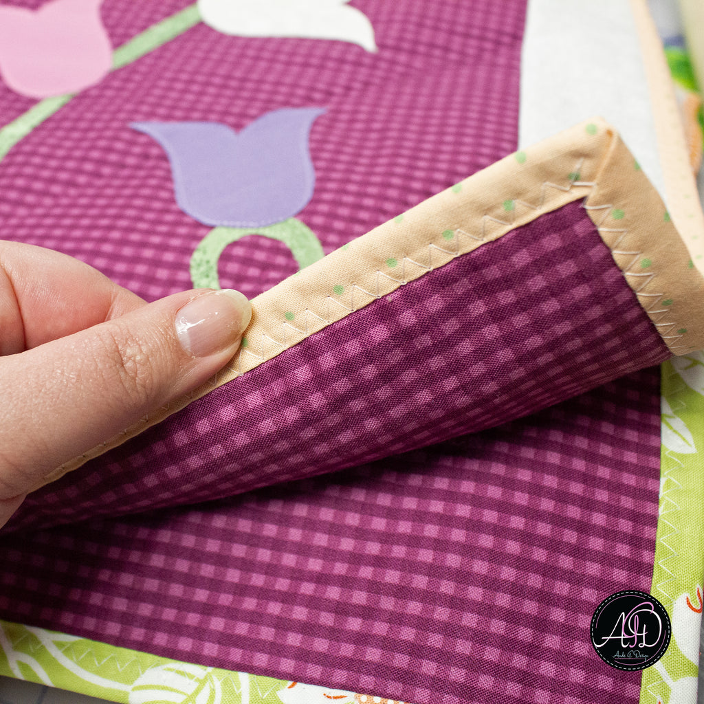 Purple Tulip Spring Quilted Applique Table Runner