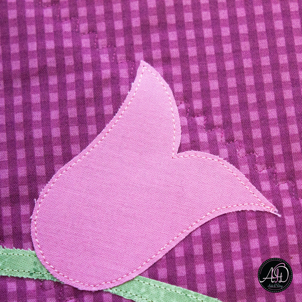 Purple Tulip Spring Quilted Applique Table Runner
