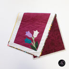 Red Floral Spring Applique Quilted Table Runner