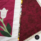 Red Floral Spring Applique Quilted Table Runner