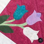 Red Floral Spring Applique Quilted Table Runner