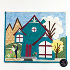 Teal Yoga House Spring Quilted Wall Hanging | Applique Wall Hanging