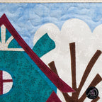 Teal Yoga House Spring Quilted Wall Hanging | Applique Wall Hanging
