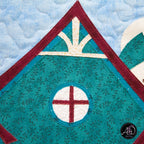Teal Yoga House Spring Quilted Wall Hanging | Applique Wall Hanging