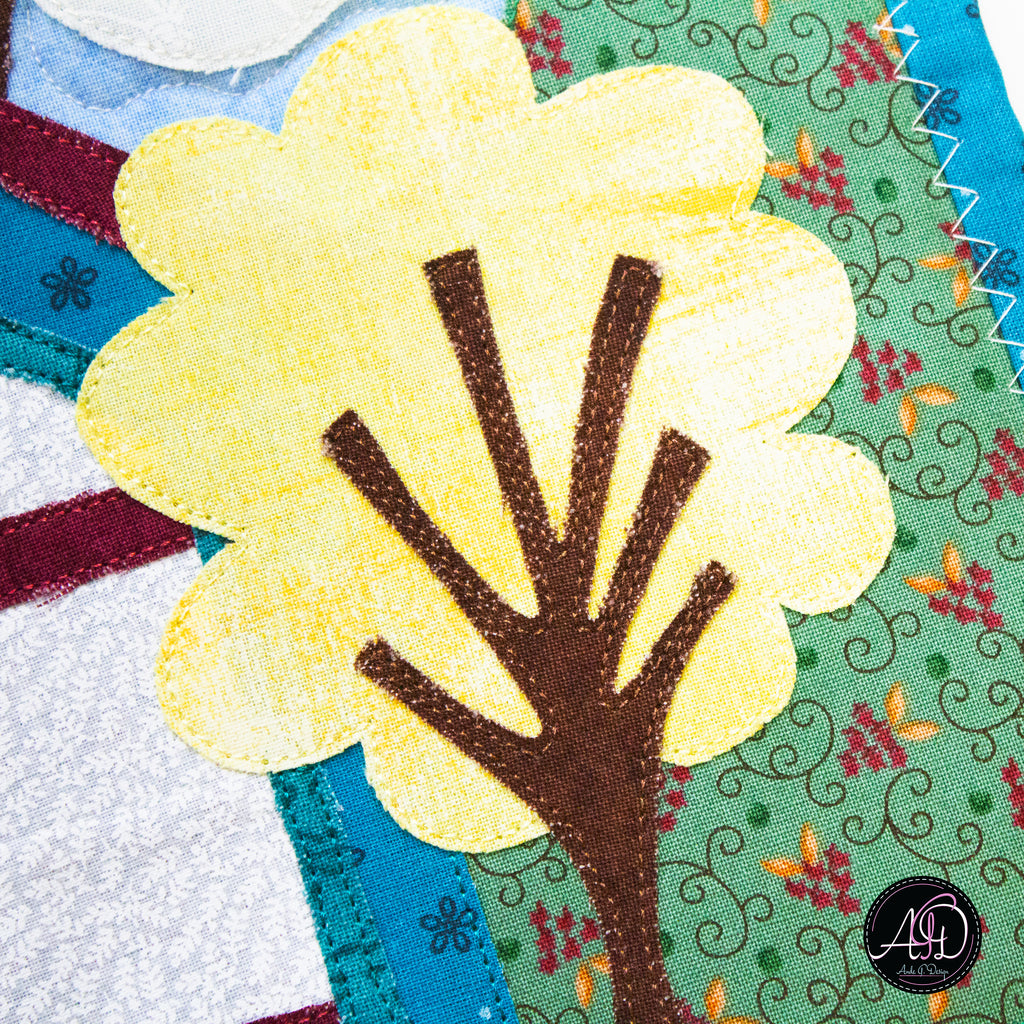 Teal Yoga House Spring Quilted Wall Hanging | Applique Wall Hanging