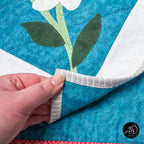 Teal Daisy Applique Quilted Table Runner