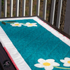 Teal Daisy Applique Quilted Table Runner