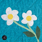 Teal Daisy Applique Quilted Table Runner