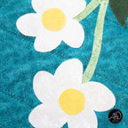 Teal Daisy Applique Quilted Table Runner