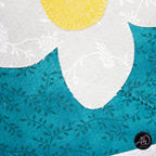 Teal Daisy Applique Quilted Table Runner