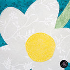 Teal Daisy Applique Quilted Table Runner
