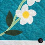 Teal Daisy Applique Quilted Table Runner