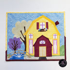 Yellow Barn House Spring Quilted Wall Hanging | Applique Wall Hanging