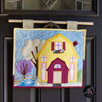 Yellow Barn House Spring Quilted Wall Hanging | Applique Wall Hanging