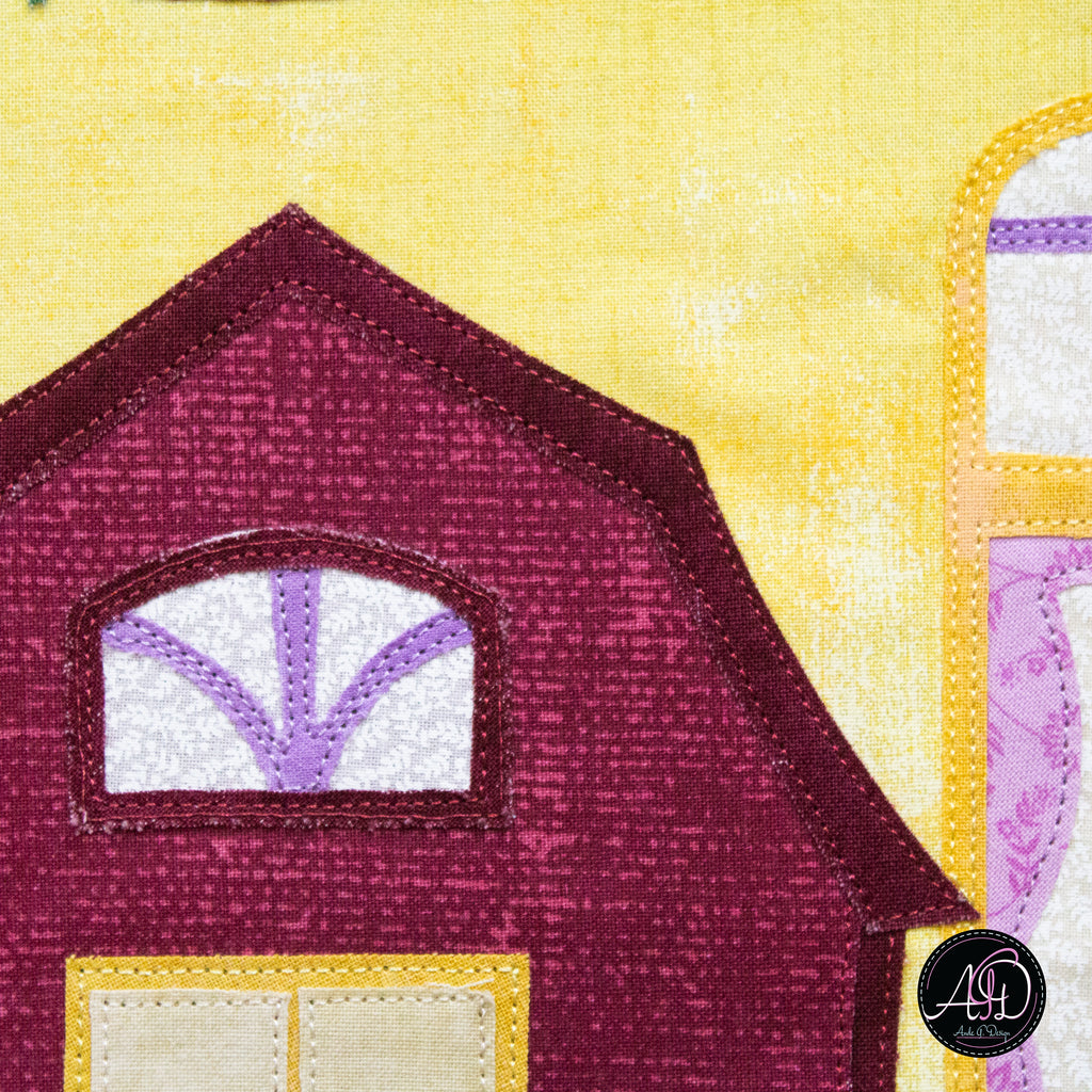 Yellow Barn House Spring Quilted Wall Hanging | Applique Wall Hanging