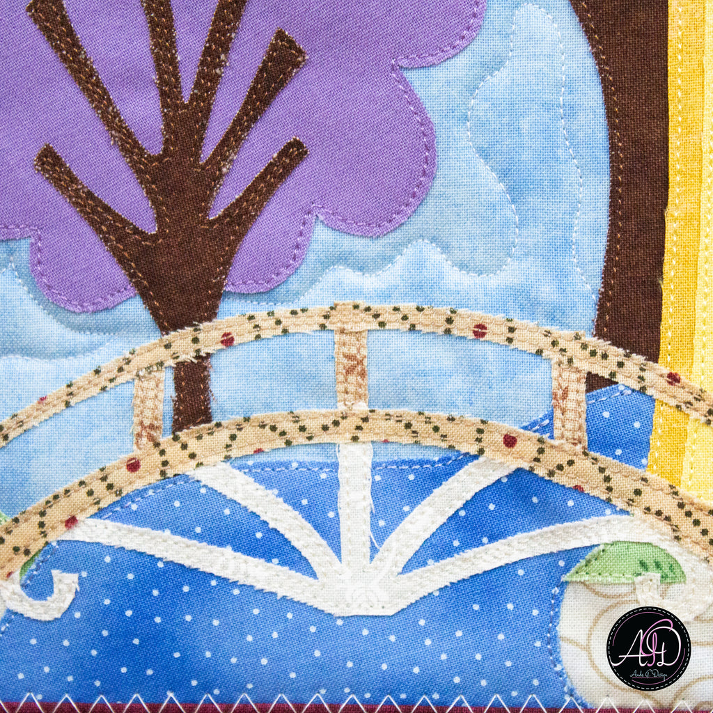 Yellow Barn House Spring Quilted Wall Hanging | Applique Wall Hanging