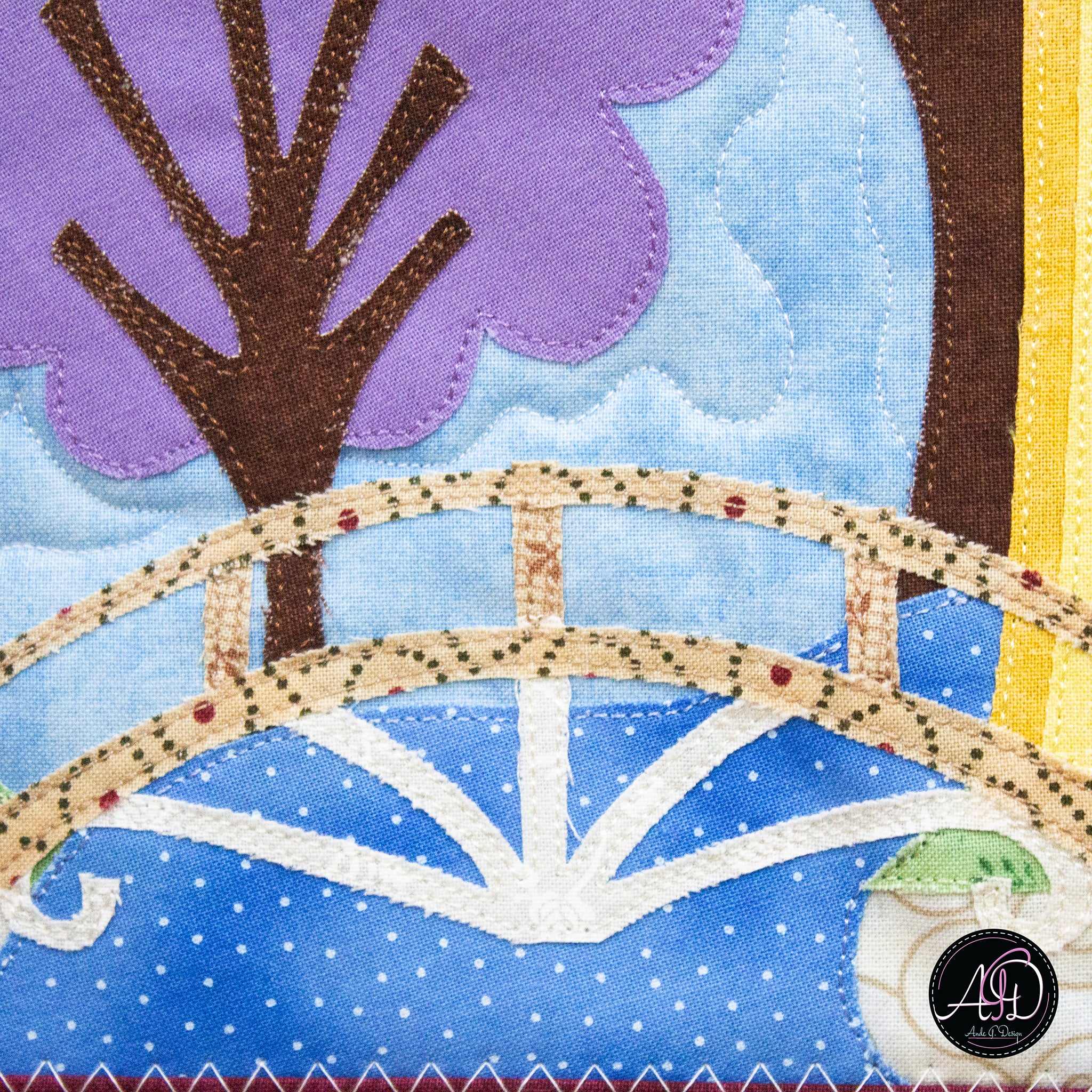 Yellow Barn House Spring Quilted Wall Hanging | Applique Wall Hanging