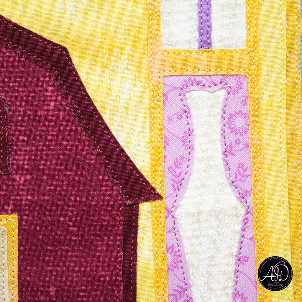 Yellow Barn House Spring Quilted Wall Hanging | Applique Wall Hanging
