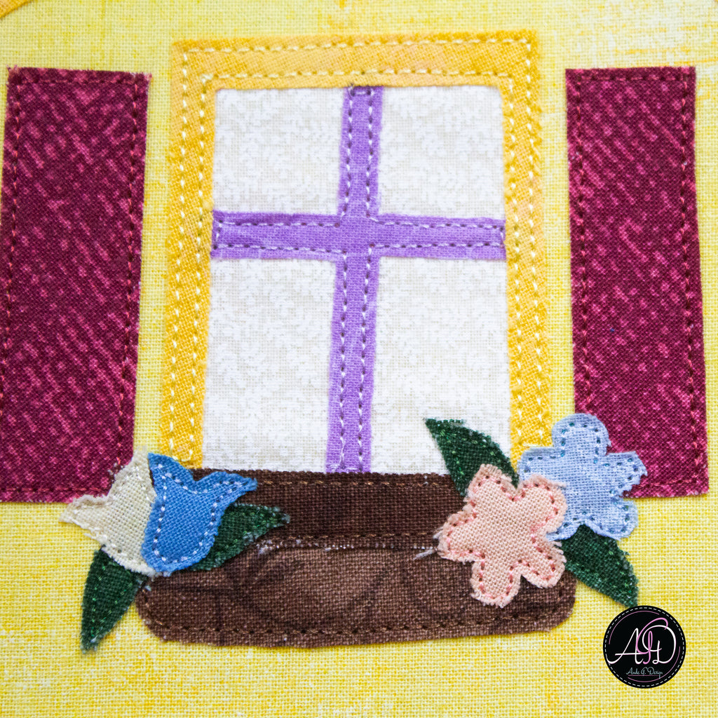 Yellow Barn House Spring Quilted Wall Hanging | Applique Wall Hanging