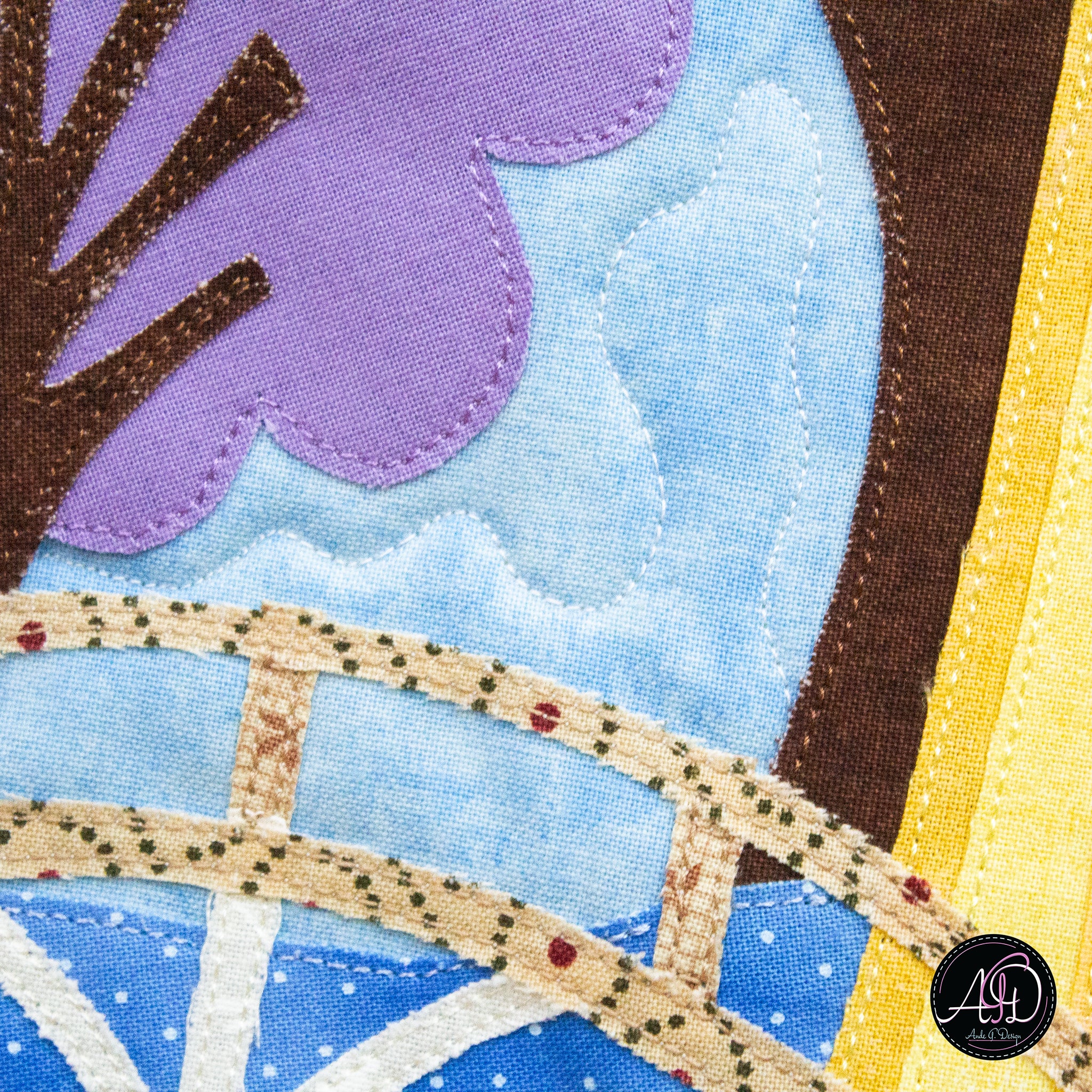 Yellow Barn House Spring Quilted Wall Hanging | Applique Wall Hanging